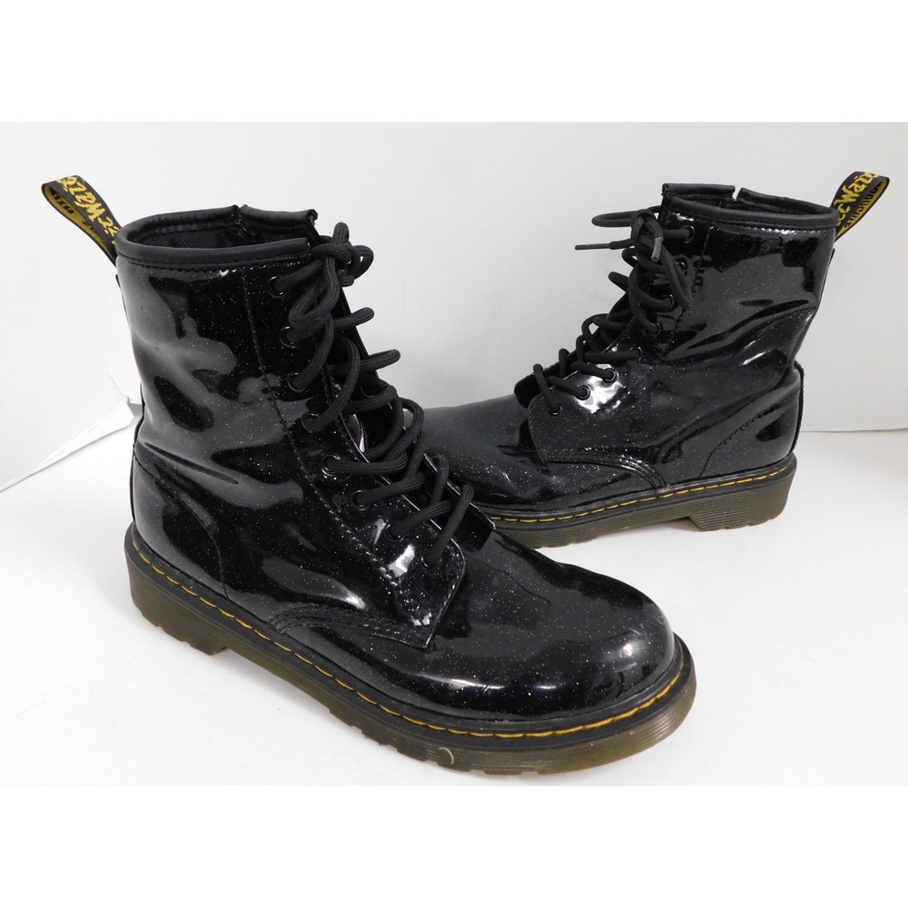 Doc Dr Martens Black‎ Glitter Boots Womans 6 AIR WAIR 1460 Y Zip
